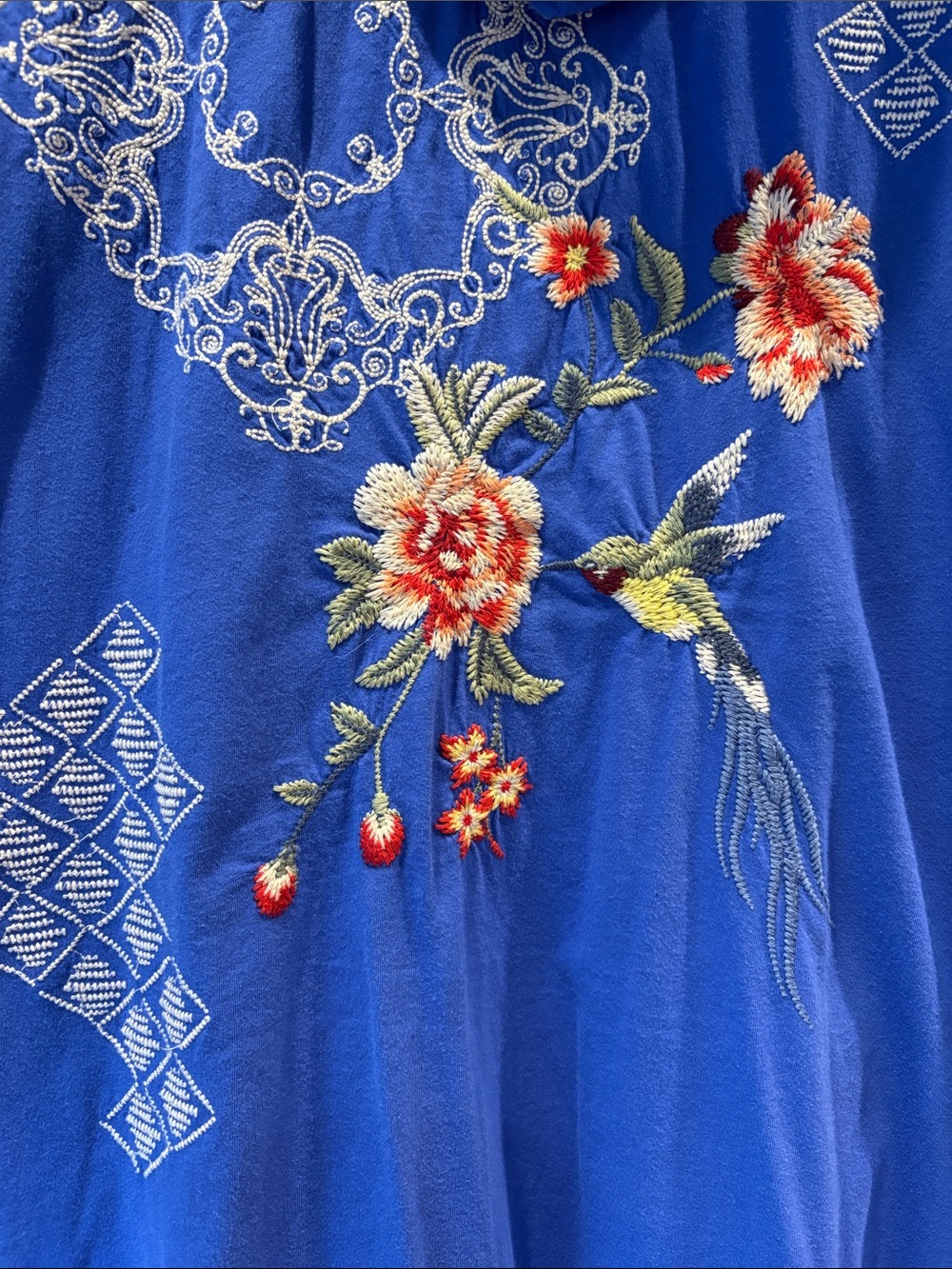 Johnny Was Royal Blue Jailyn Beach Embroidered Hooded Tunic XL - Picture 6 of 7